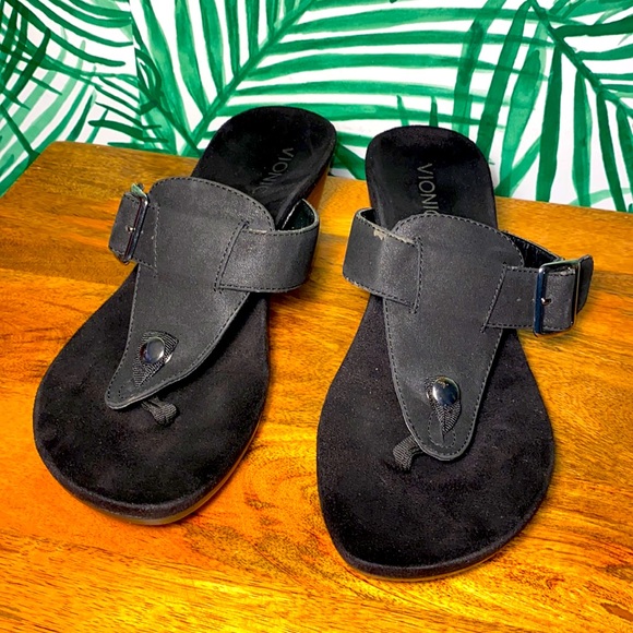 Vionic Shoes - Vionic Black Slide Wedge Sandals Women’s 9